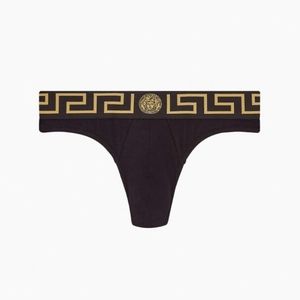 Men's New Versace Black Thong Size 5